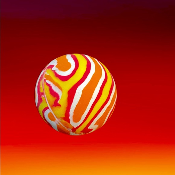 Retro Orange, Yellow, Hot Pink, & White Marble Swirl Rubber Bouncy Ball - Picture 1 of 4